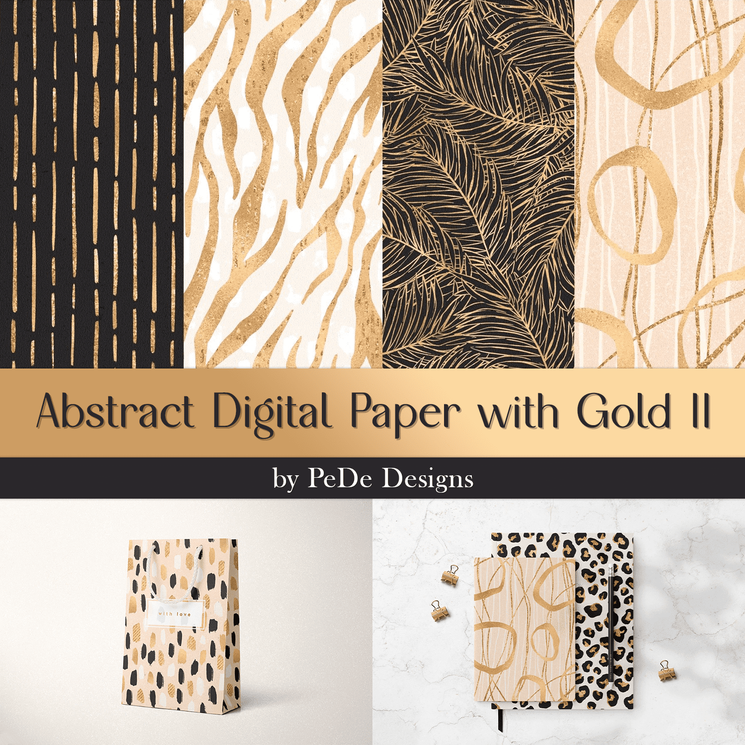 Abstract Digital Paper with Gold II cover.