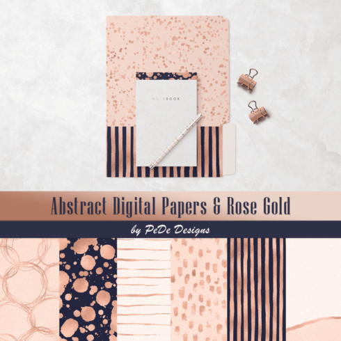 Abstract Digital Papers & Rose Gold.