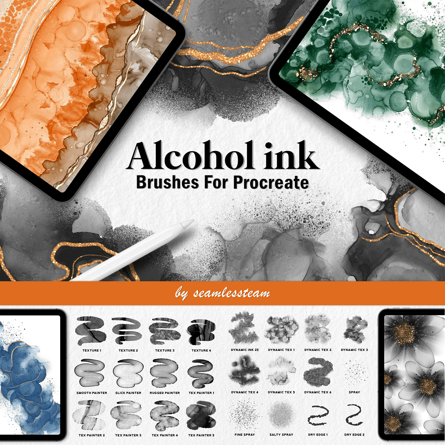 Alcohol Ink Brushes For Procreate - main image preview.