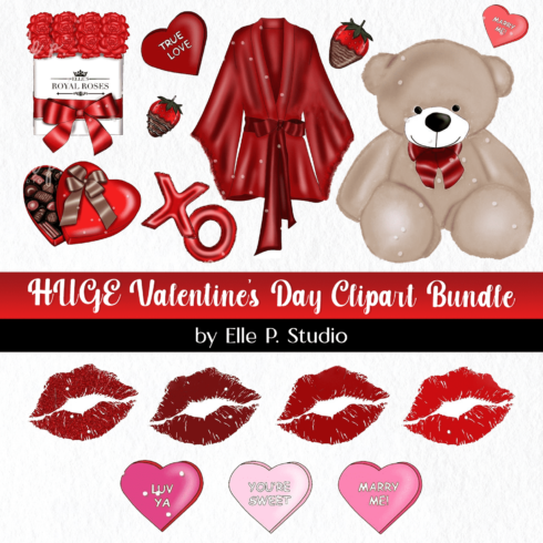 Huge Valentine's Day Clipart Bundle.