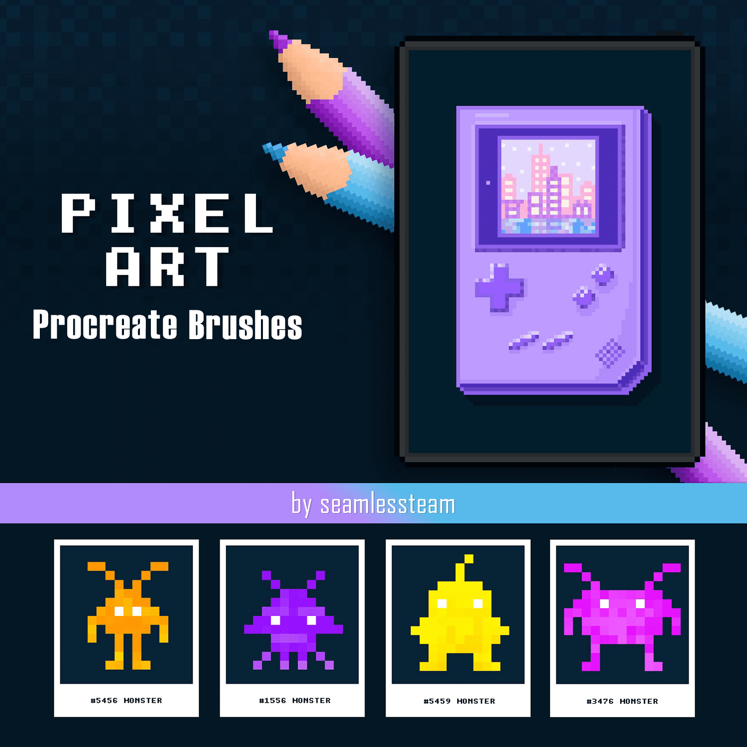 Pixel Art Procreate Brushes - main image preview.