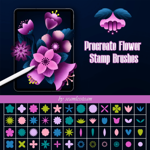 Procreate Flower Stamp Brushes - main image preview.