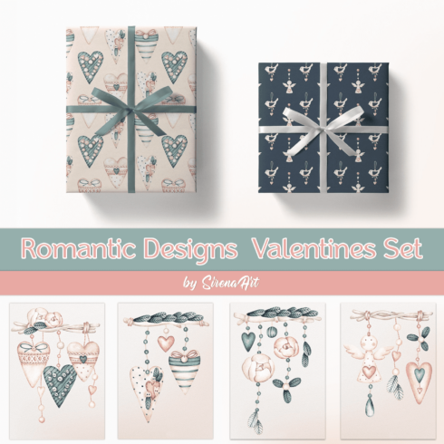 Romantic Designs. Valentines Set.