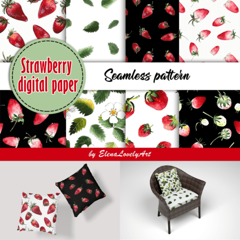Strawberry Digital Paper. Seamless Pattern.