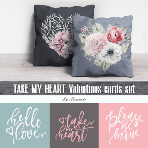 TAKE MY HEART Valentines cards set.