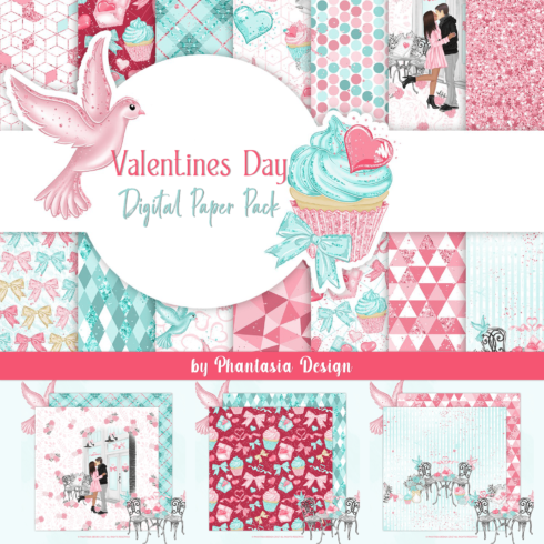 Valentines Day Digital Paper Pack - main image preview.