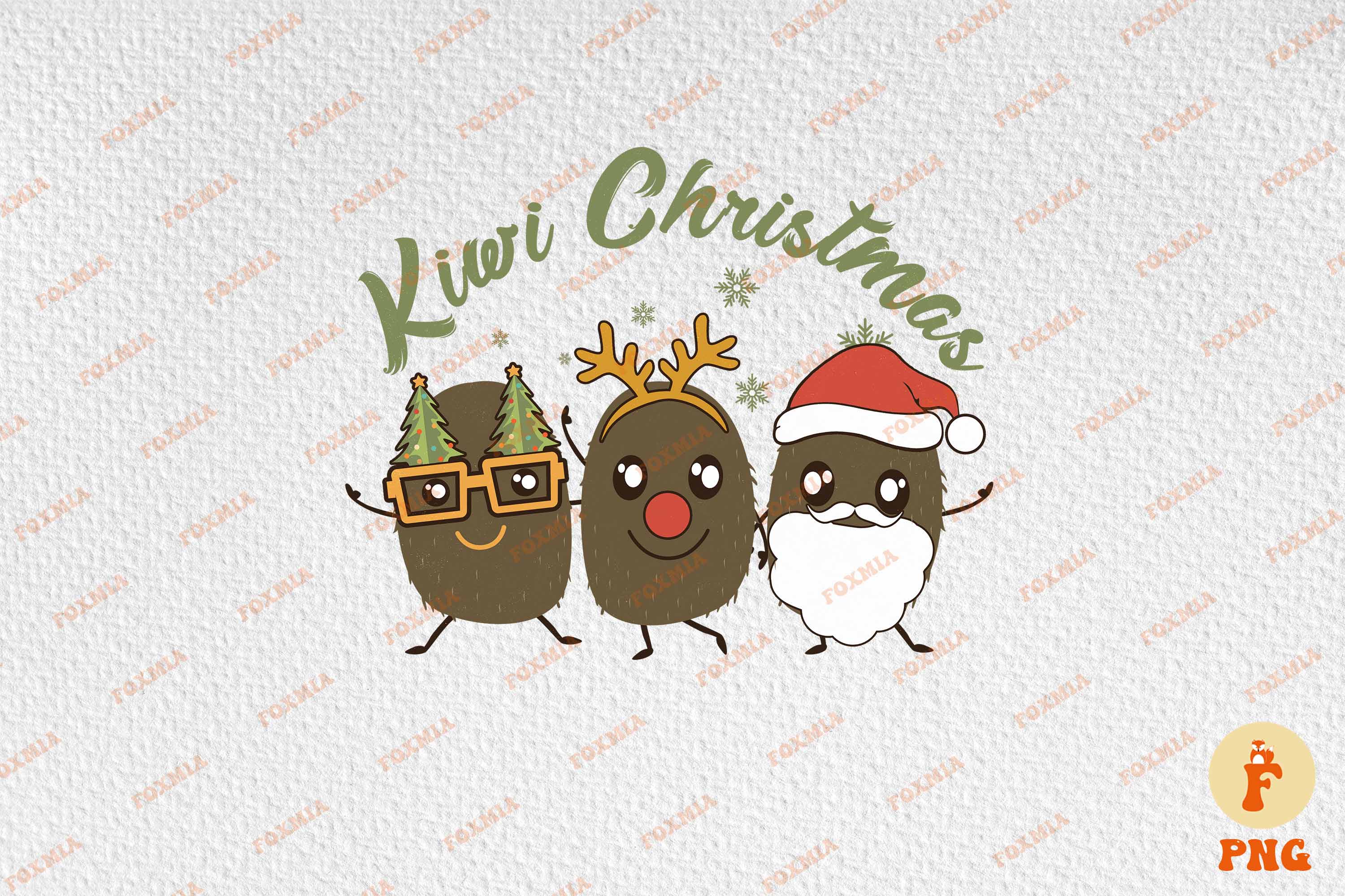 Christmas Kiwi Sublimation T-Shirt Designs preview image.