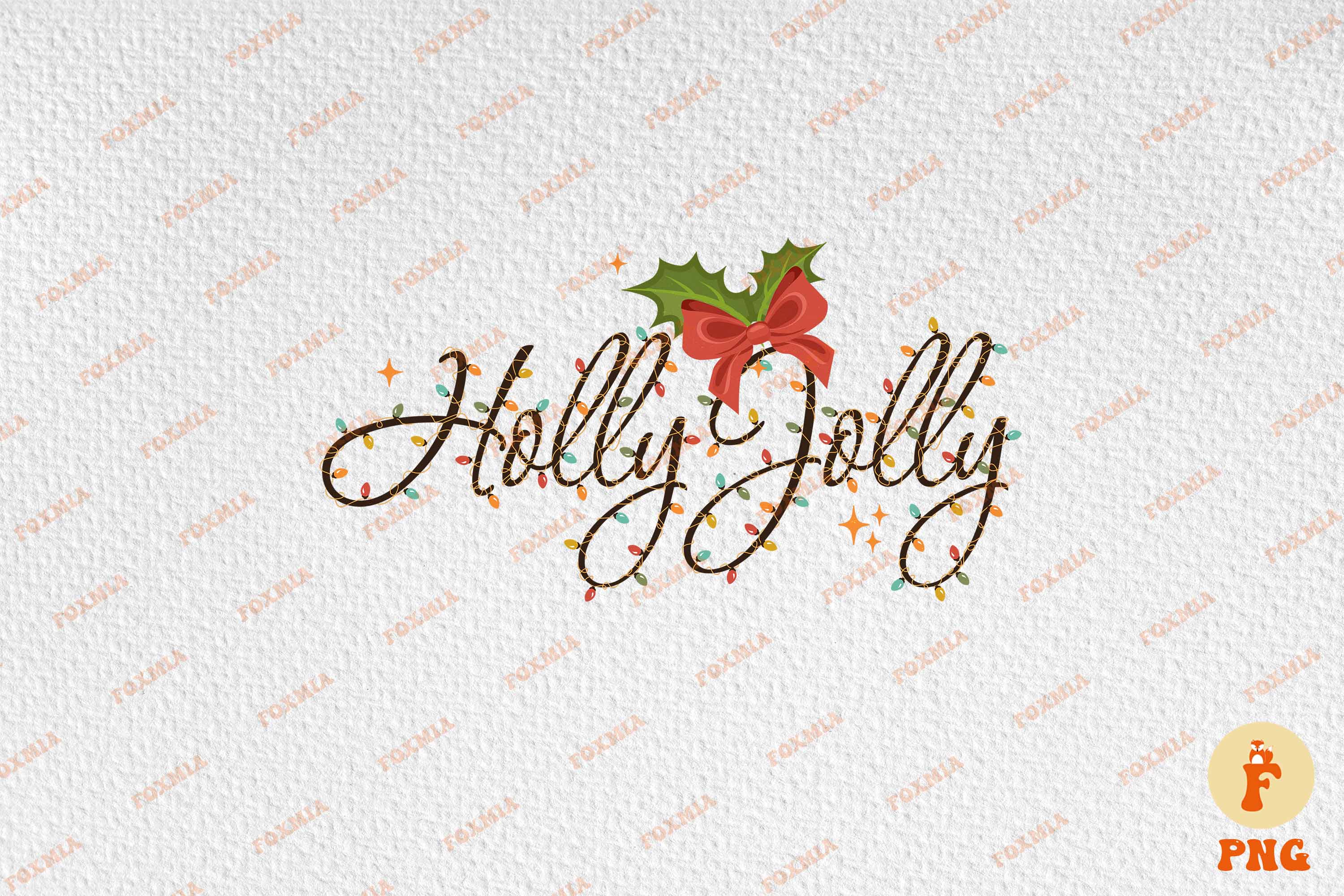 Holly Jolly Lights Christmas Sublimation T-Shirt Designs preview image.