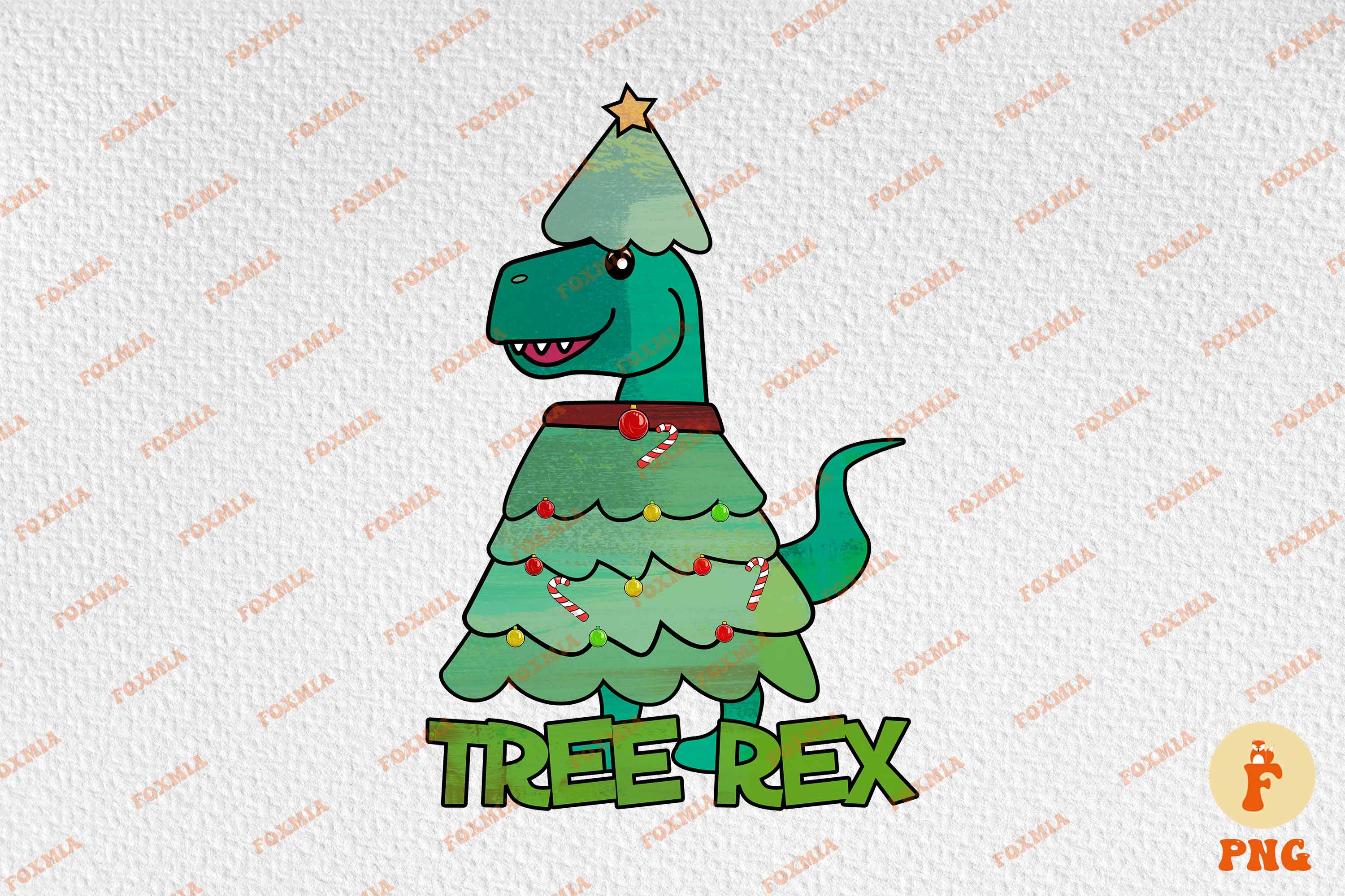 Christmas Tree Rex T-Shirt Designs preview image.