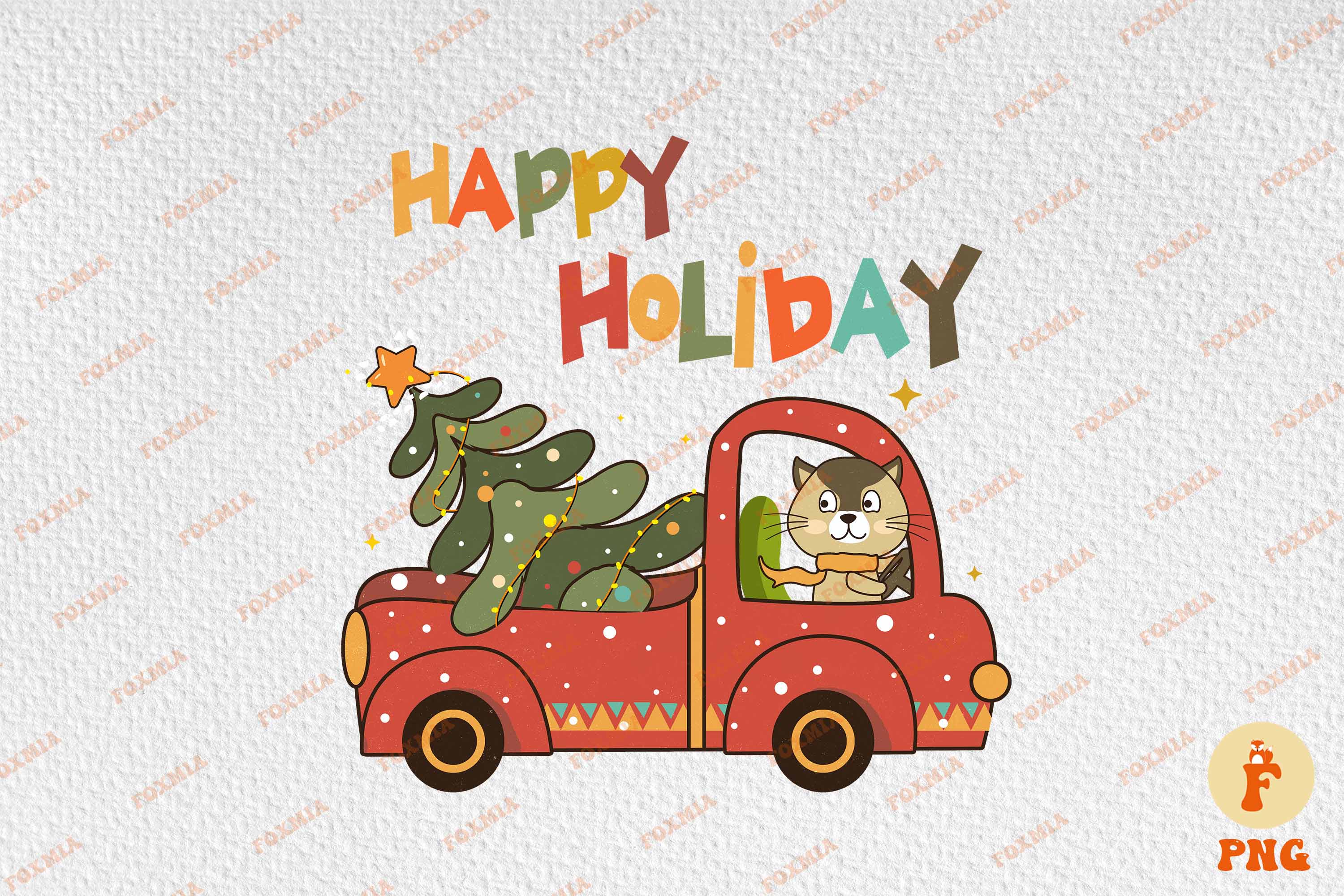 Christmas Cat in Car Sublimation T-Shirt Designs preview image.