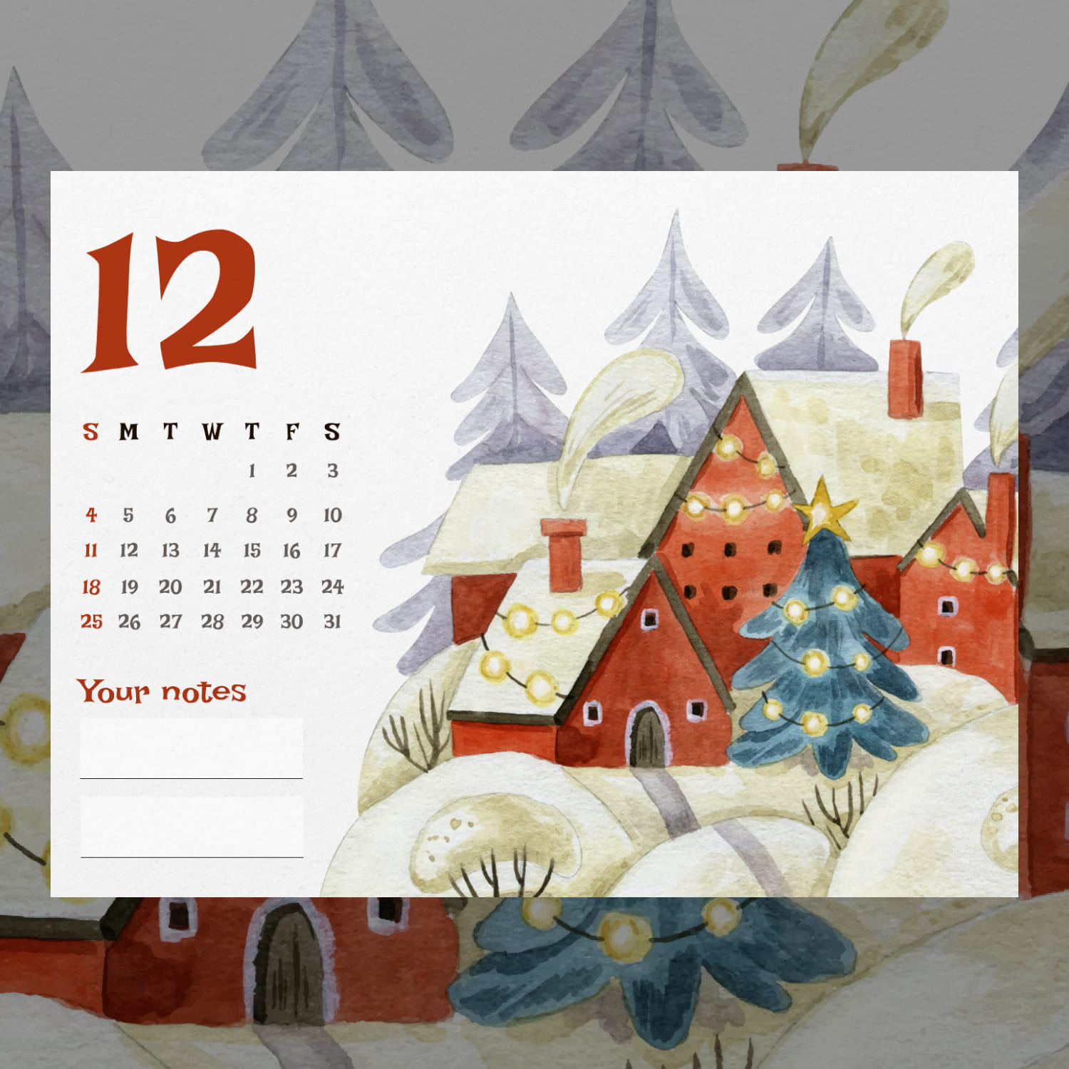 Free December Calendar Cover.