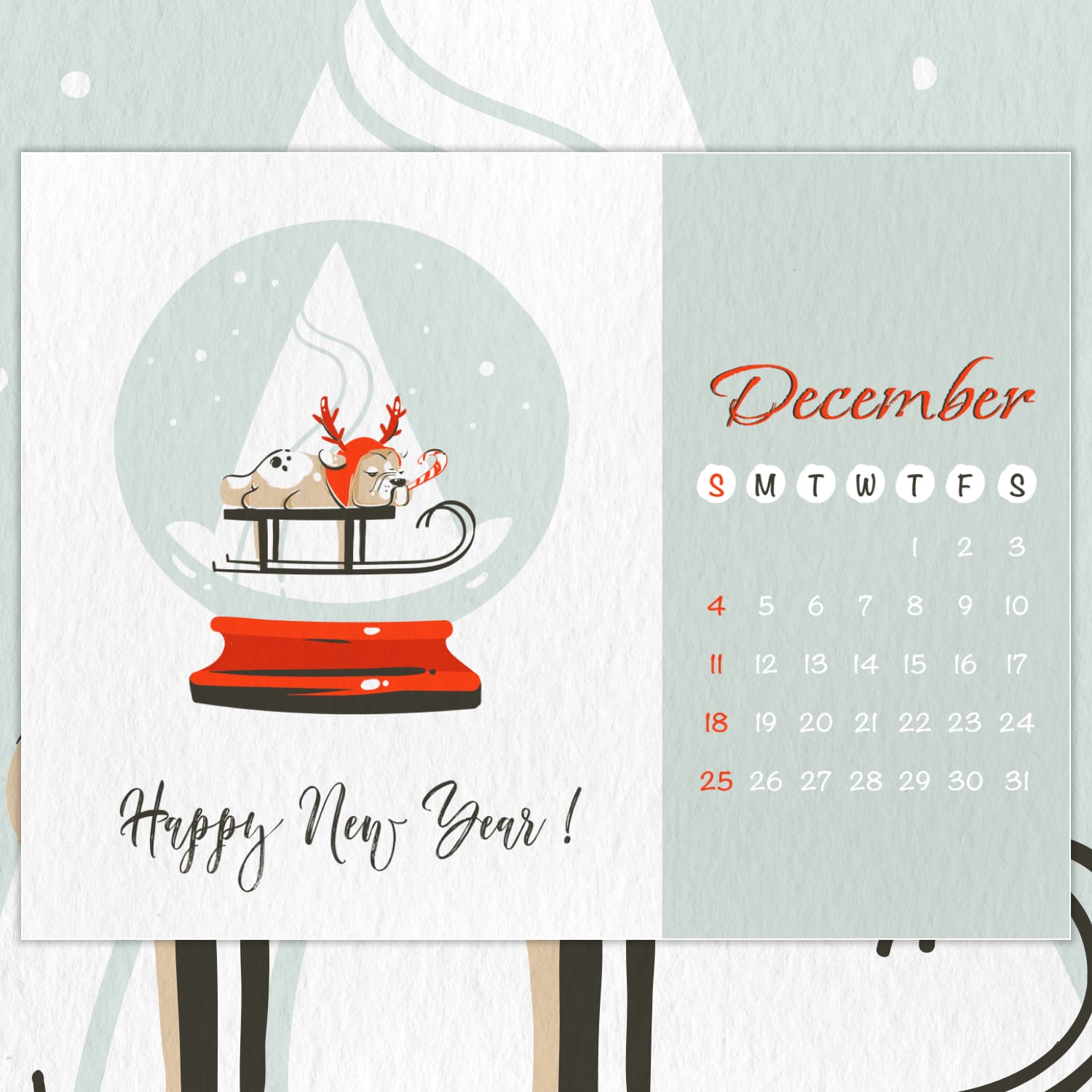 Free New Year December Calendar Cover.