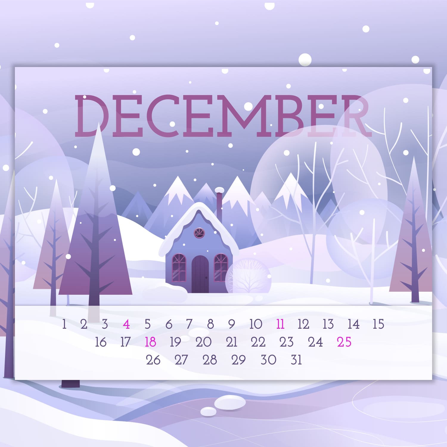 Free December Printable Calendar Cover.