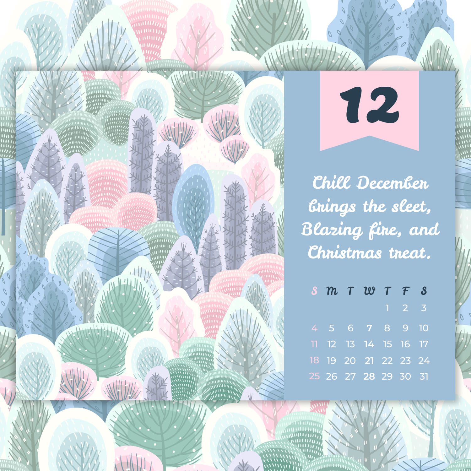 Free December Cute Calendar Cover.