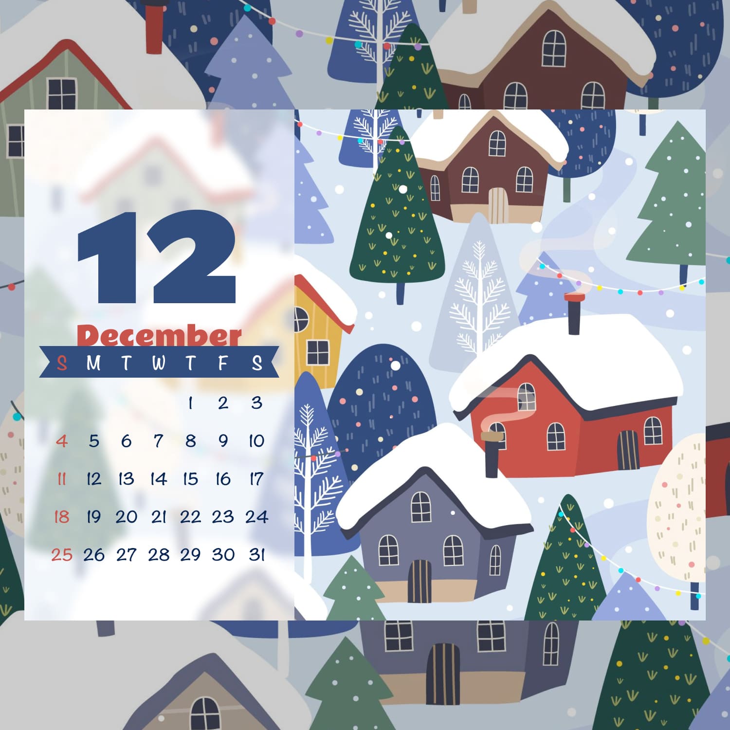Free Printable December Calendar Cover.