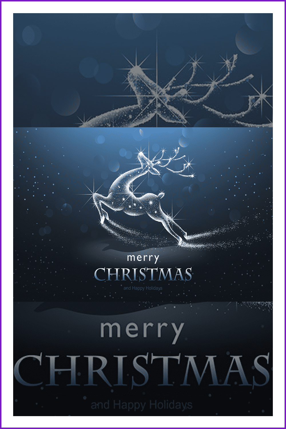 Blue Christmas background with starry deer.