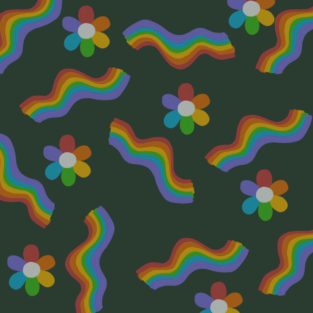 Background Rainbow Flower Design preview image.