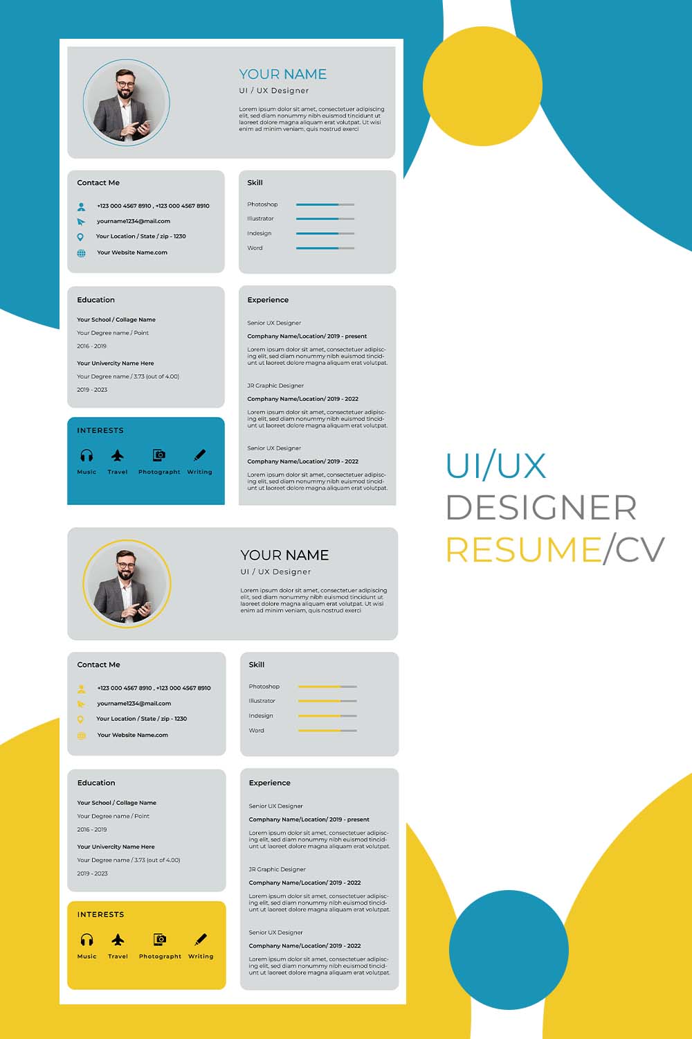 UI/UX Designer Resume - pinterest image preview.