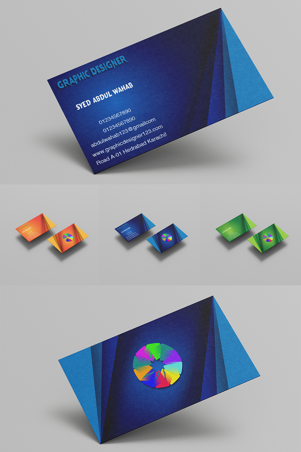 Coloured Business Card Double Sided Template pinterest image.