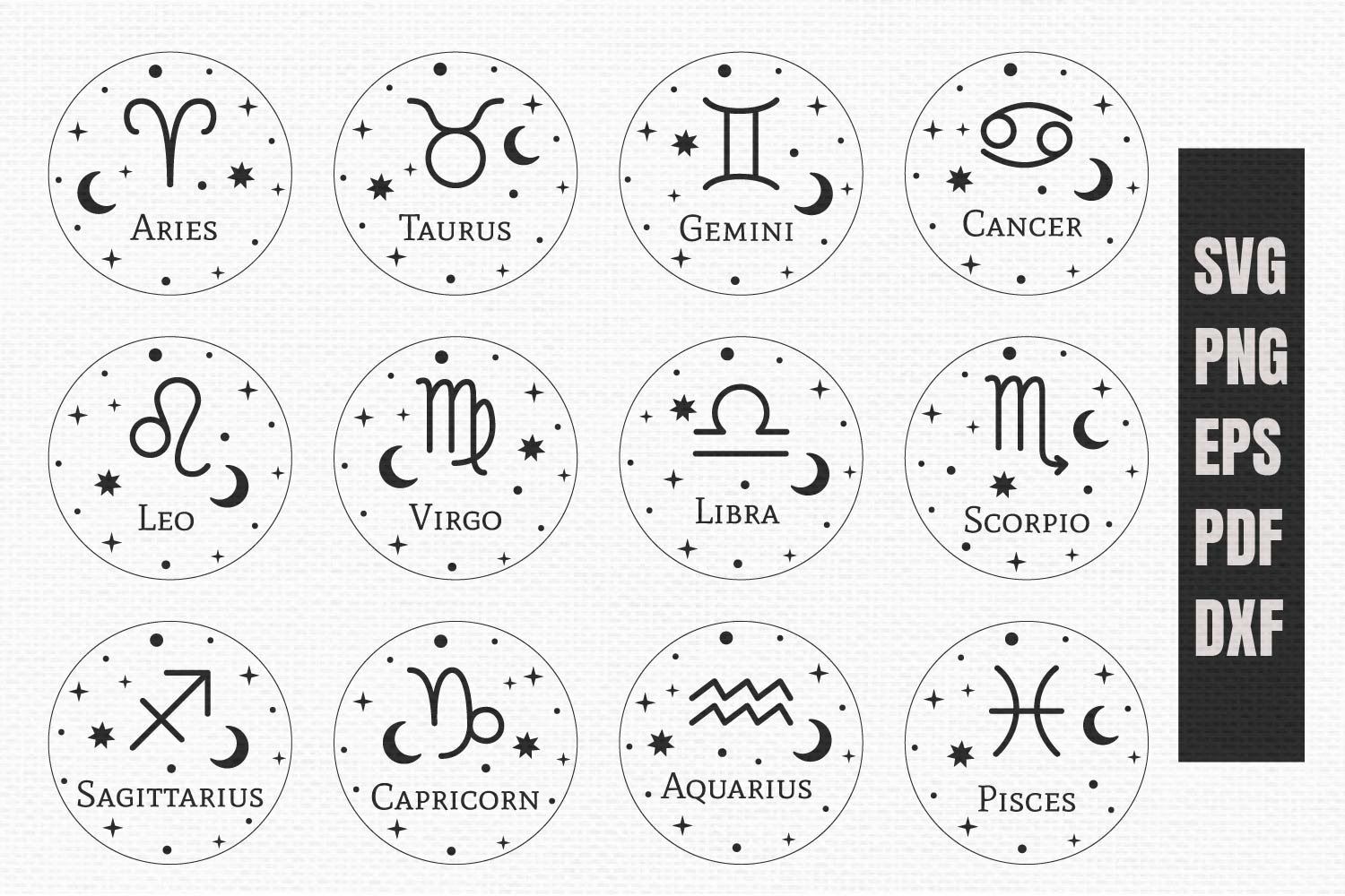 Diverse of the laconic zodiac signs.