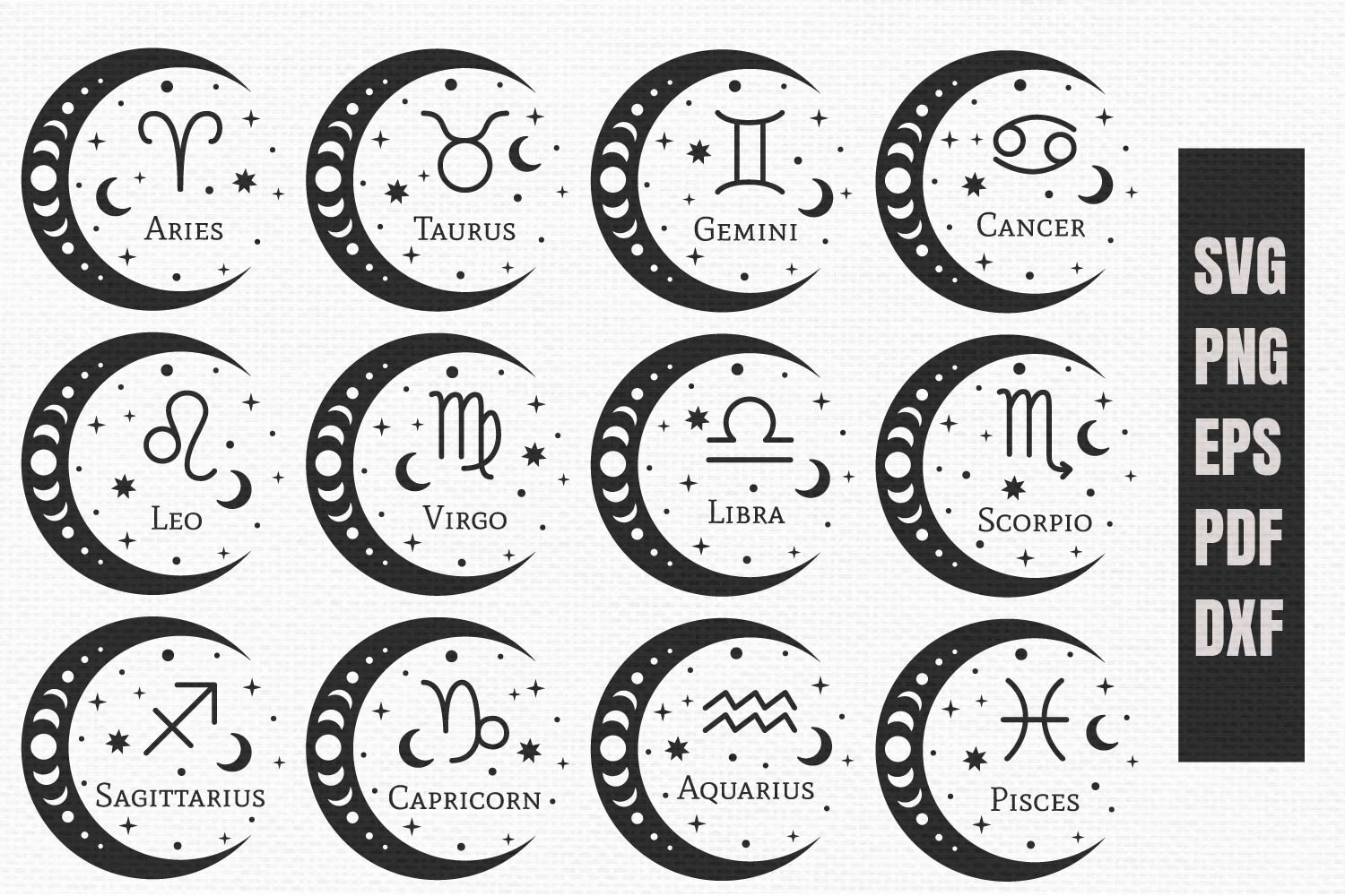 Diverse of the zodiac signs for your clothes.