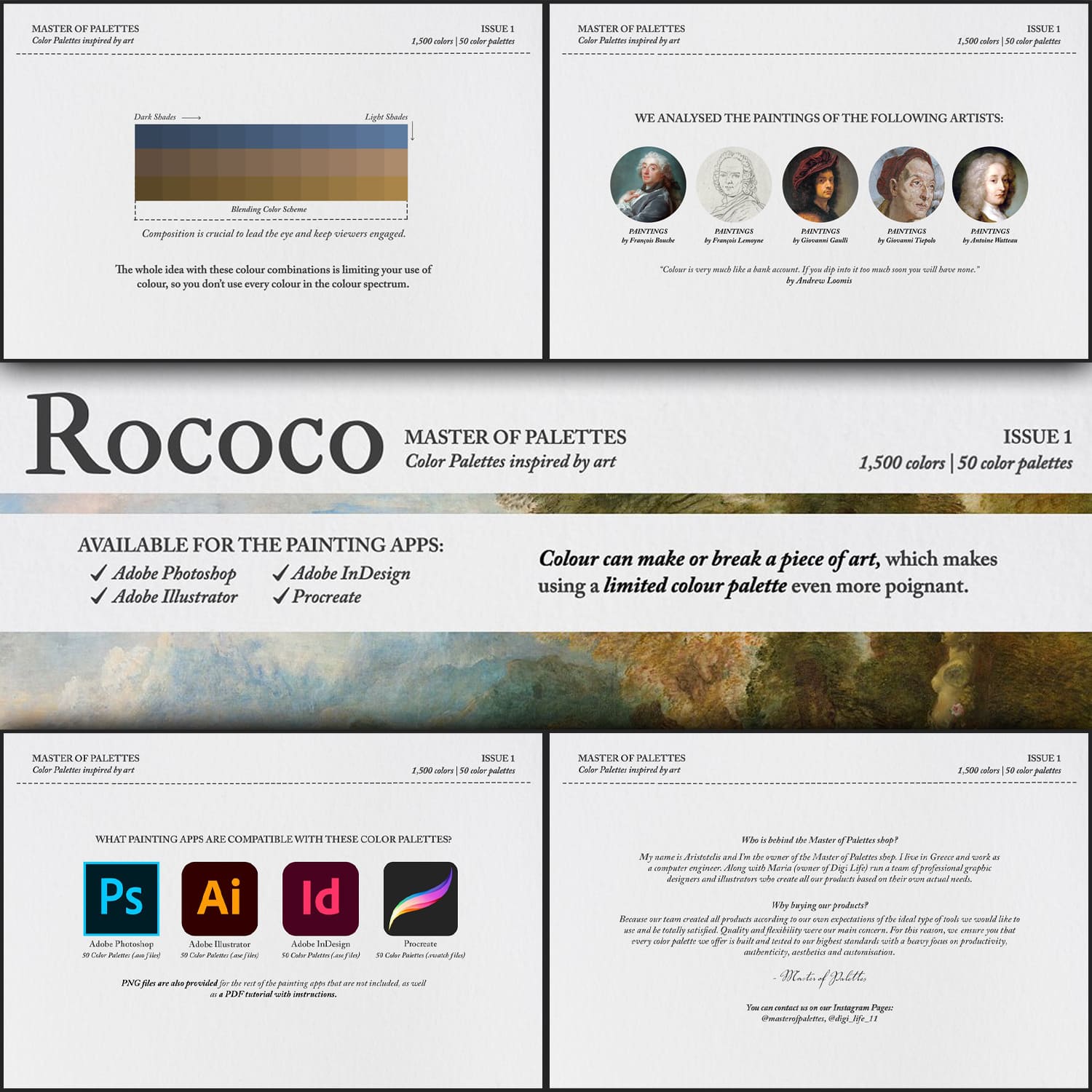 Rococo Procreate Color Palettes cover.