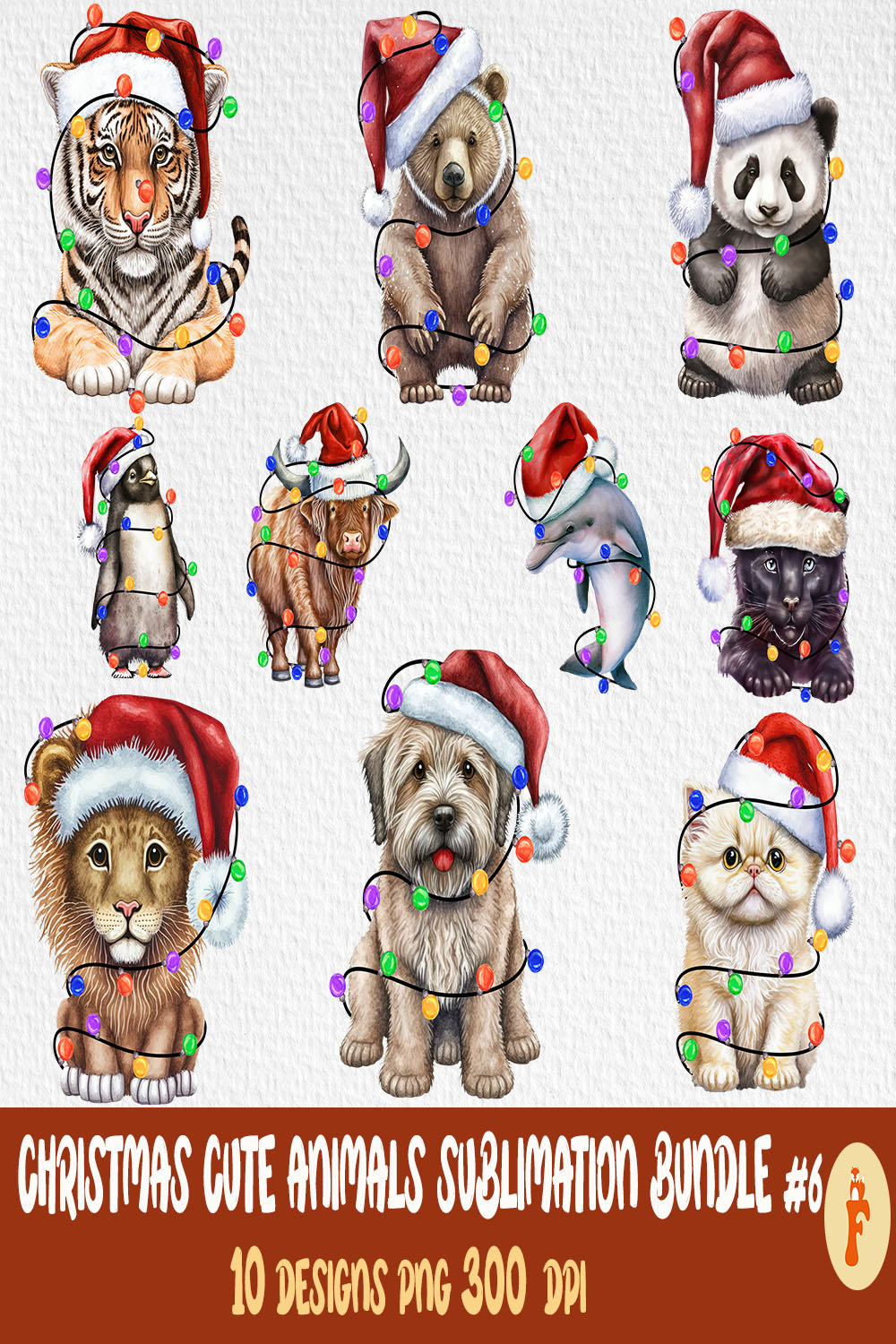 Collection of amazing images of animals in Christmas clothes.