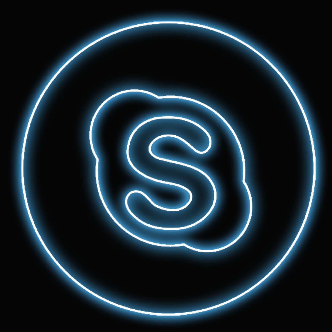Skype icon in colorful neon line art.