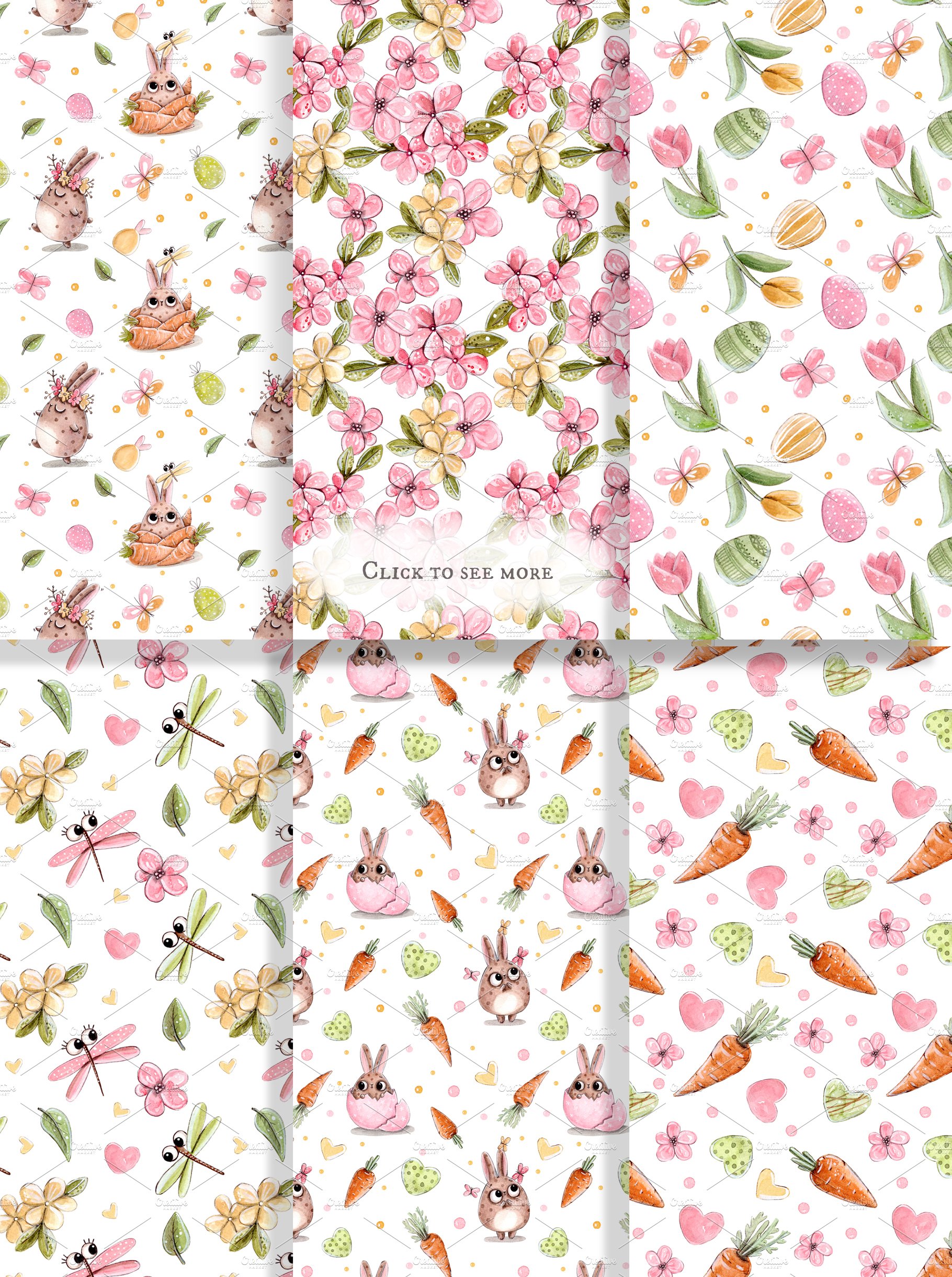 Pastel easter patterns with the small Easter prints.