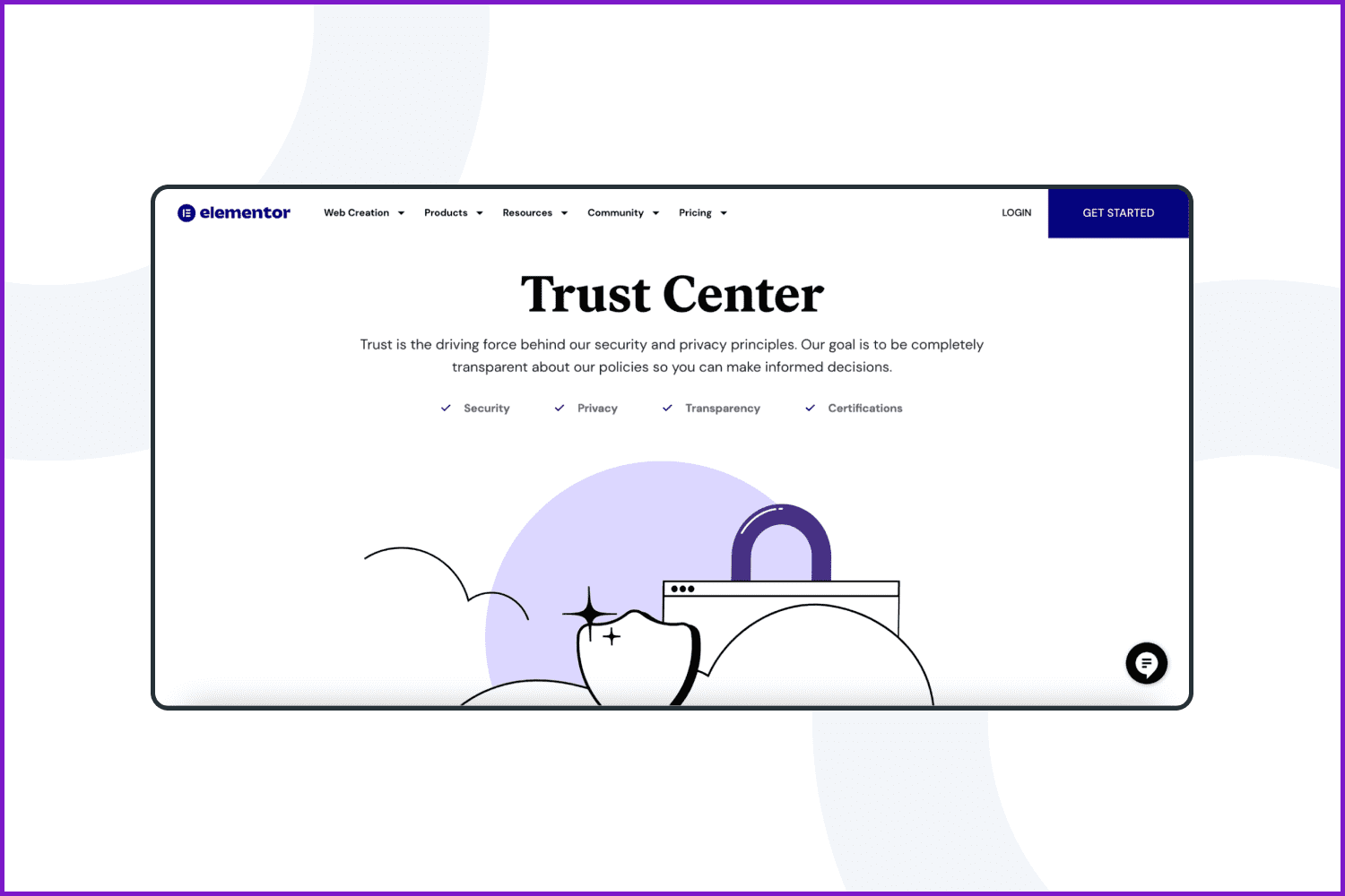 Screenshot of the slider with Trust Center banner.