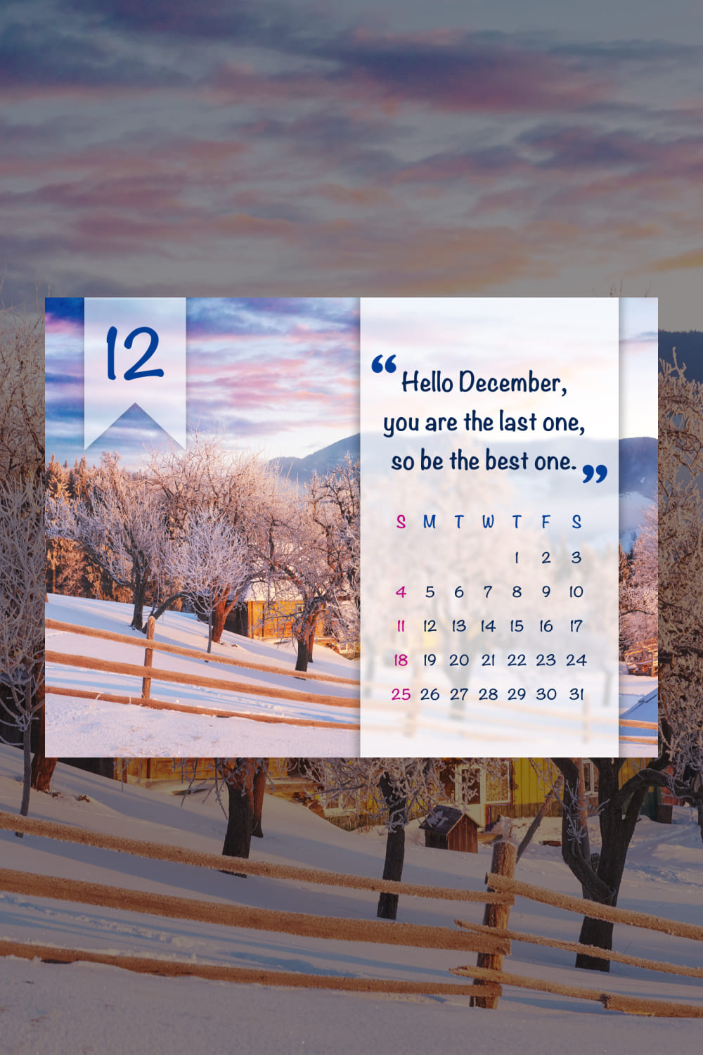 Hello December Free Calendar - Pinterest.
