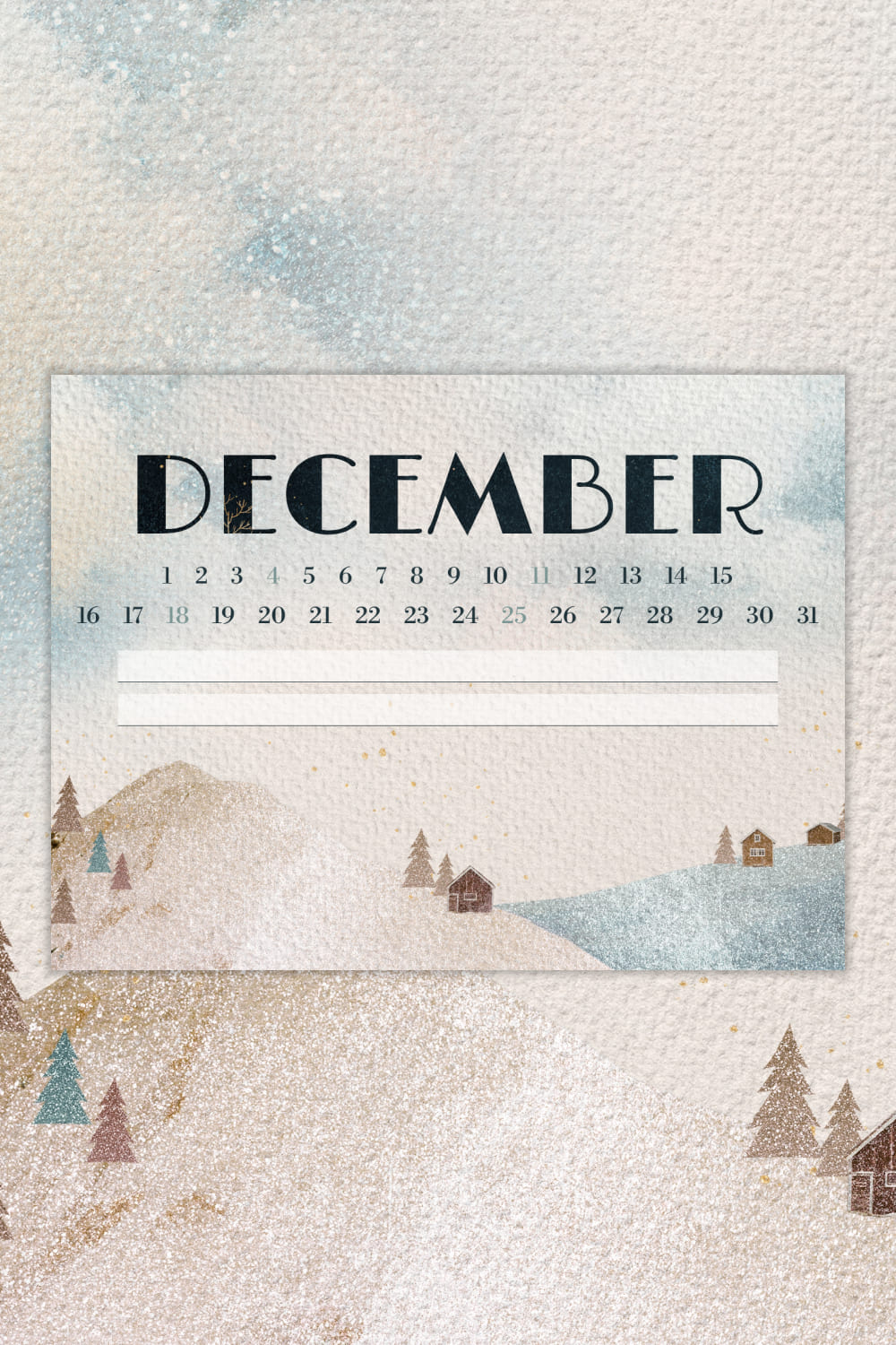 Free Rustic December Calendar - Pinterest.