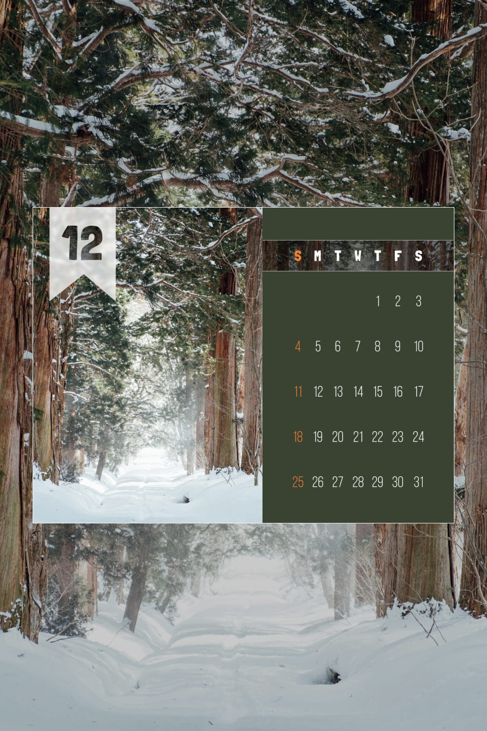 Free December Forest Calendar - Pinterest.