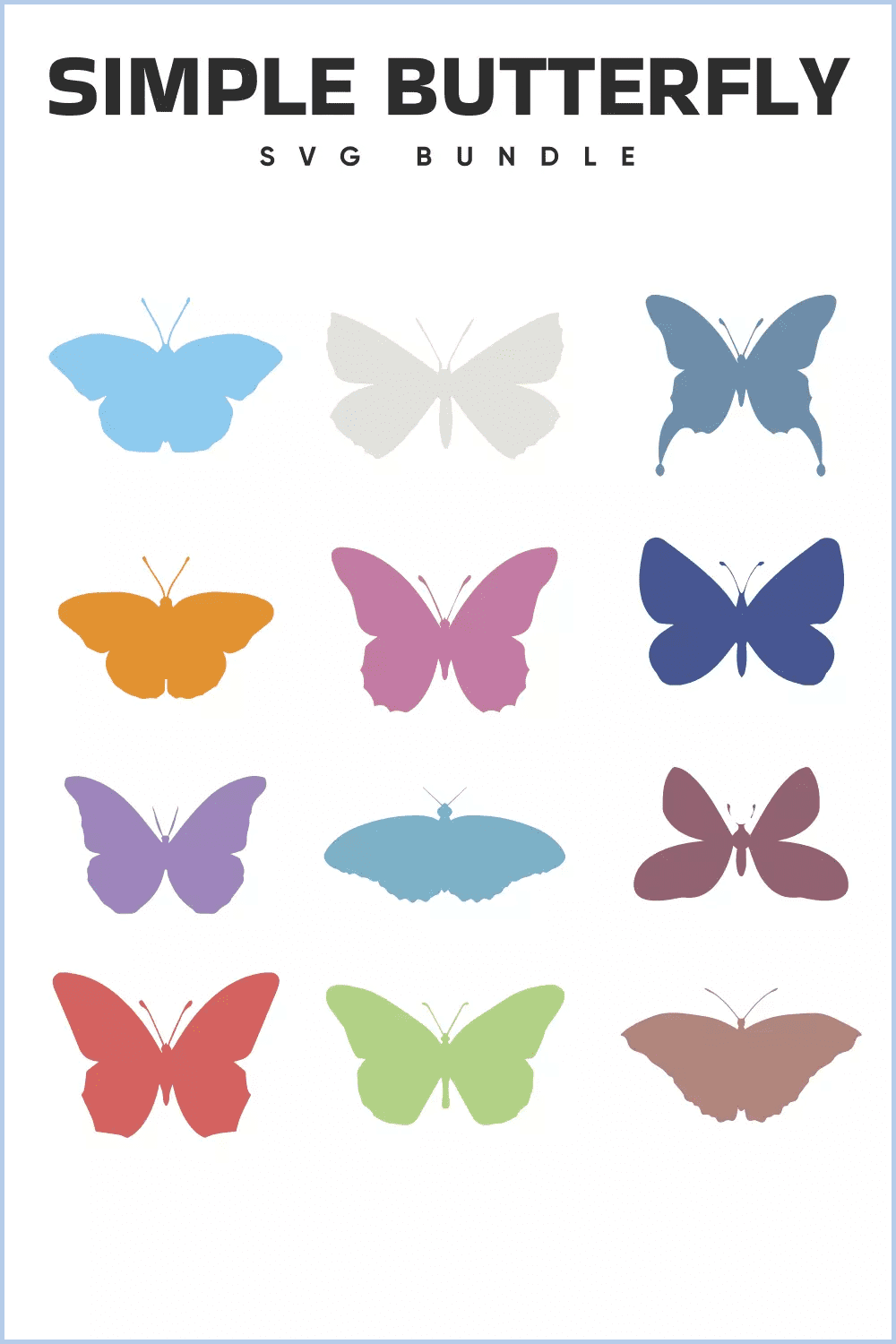 Collage of colored images of butterflies in a minimalist style.
