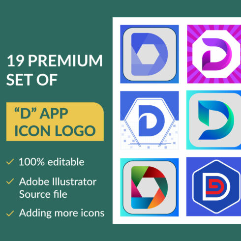 Premium Set of "D" App Icon - main image preview.