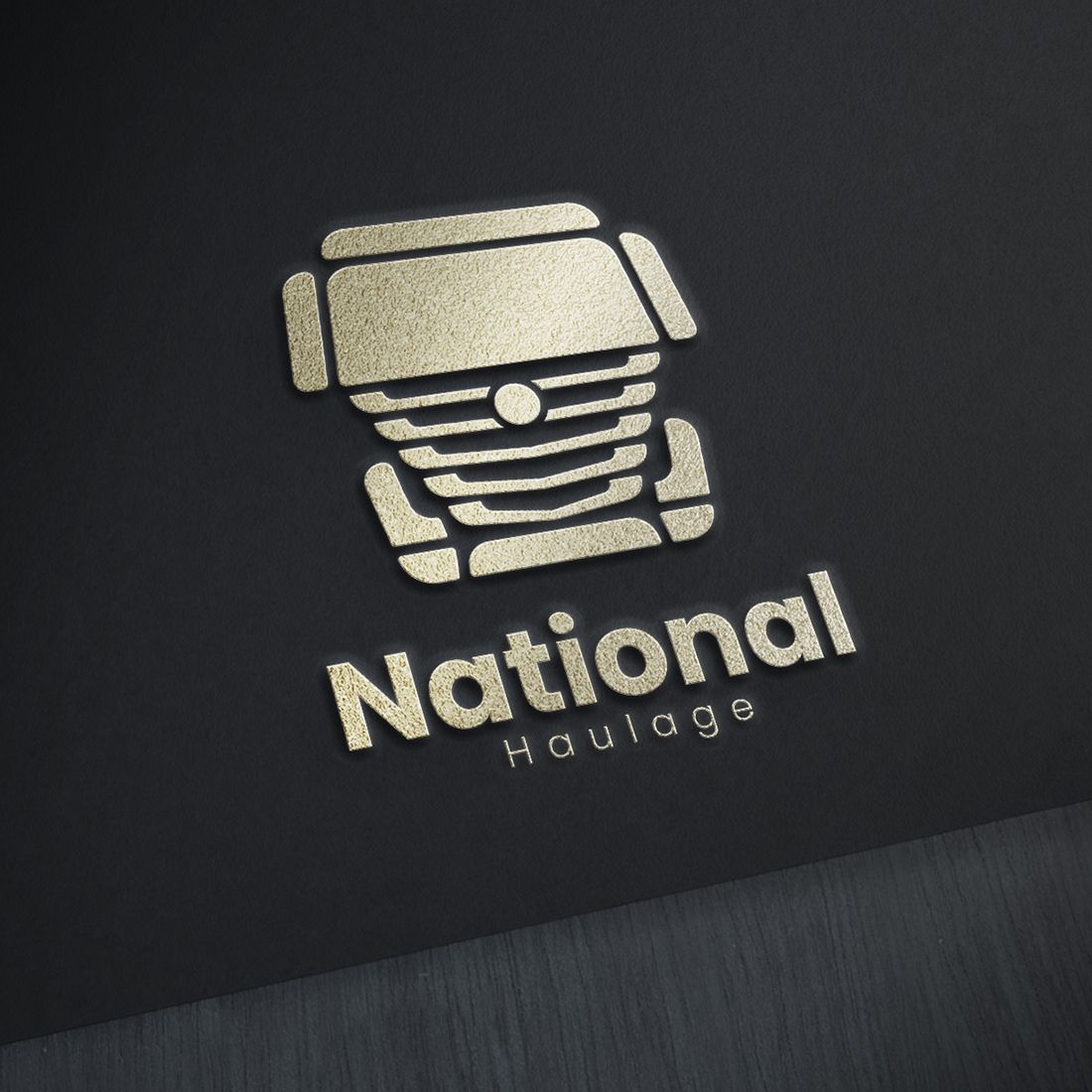 National Haulage Logo mockup example with black background.