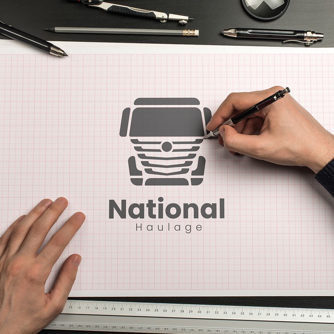 National Haulage Logo sketch mockup.