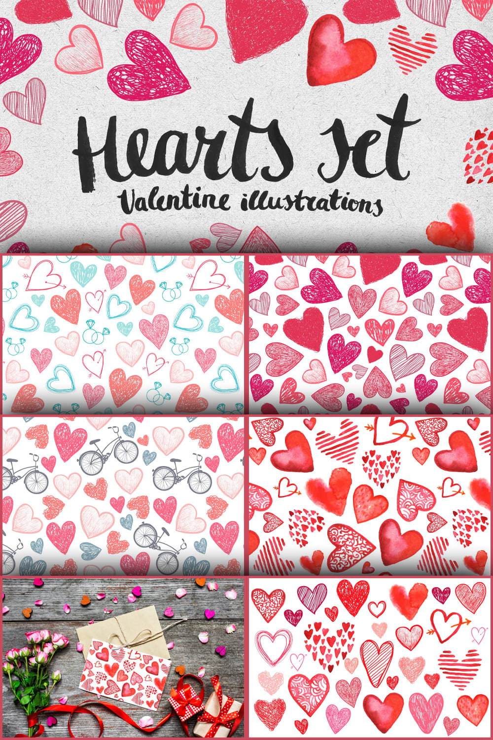 Hearts and romantic patterns - pinterest image preview.