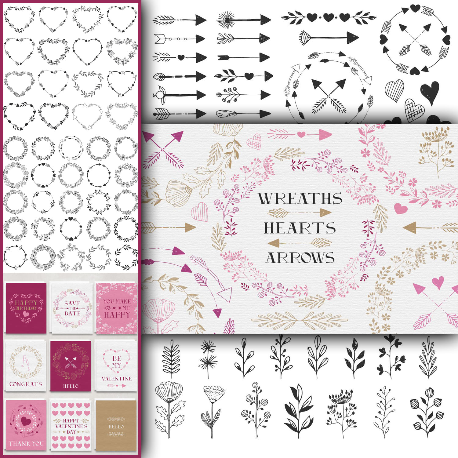 Wreaths, Hearts, Arrows - main image preview.
