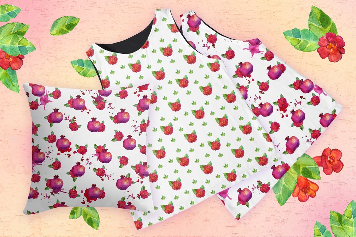 Light clothes with Pomegranate prints.