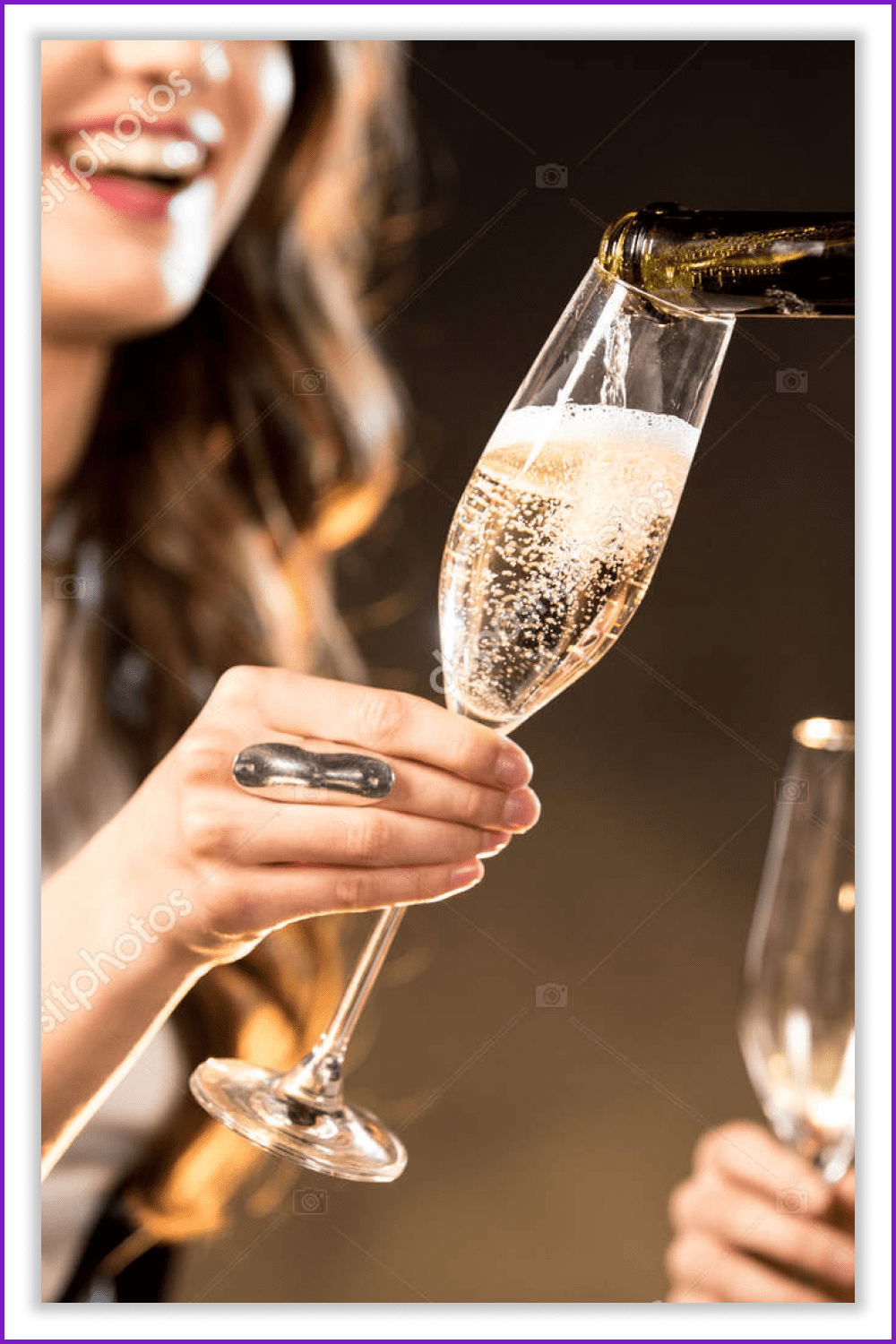 Girl pouring champagne into a glass.
