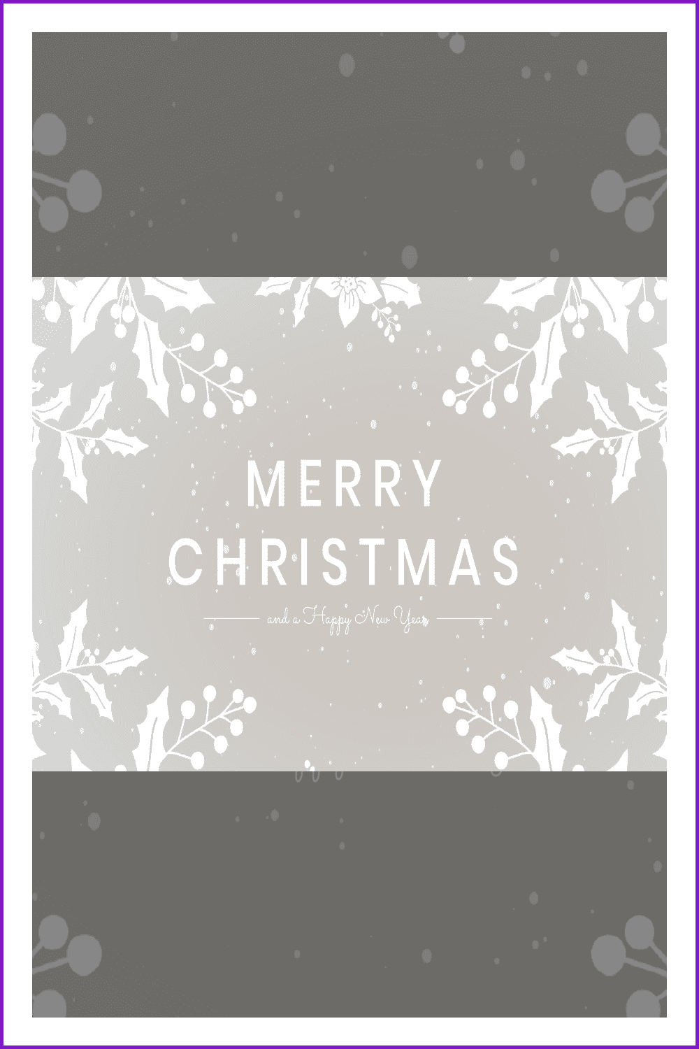 Lettering Merry Christmas on a gray background with white flowers.