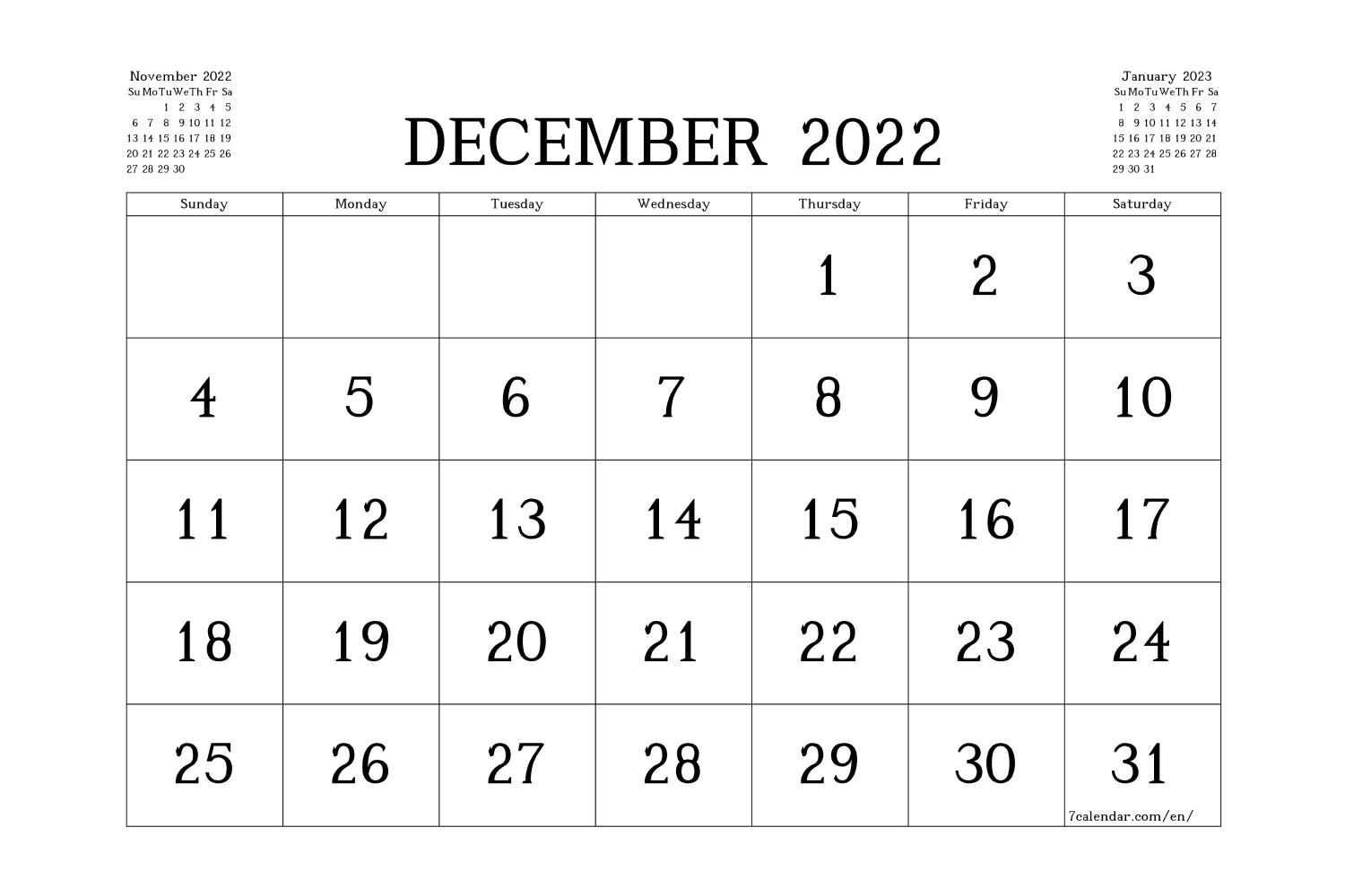 holiday december calendar 2022