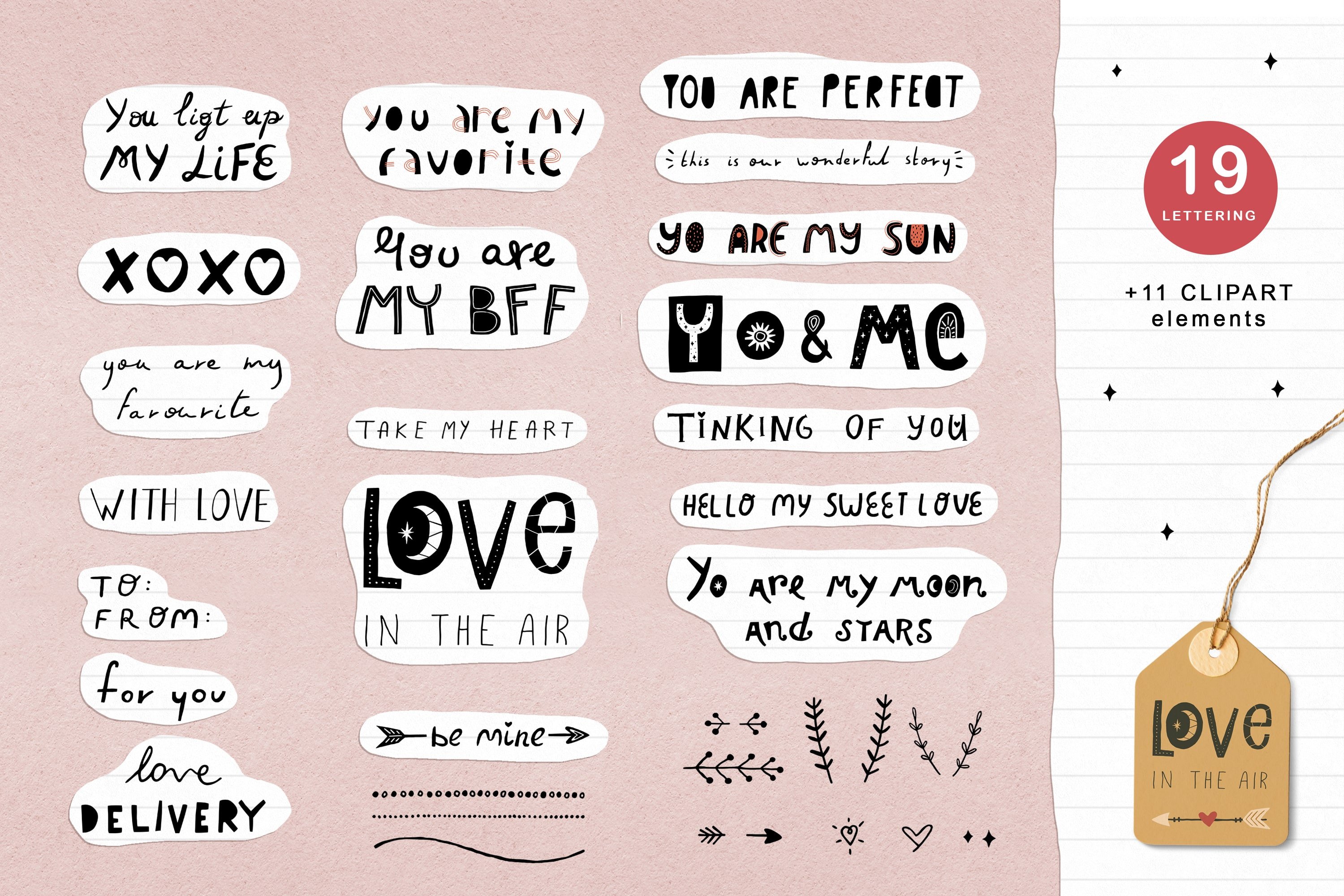 You+me - lettering elements.