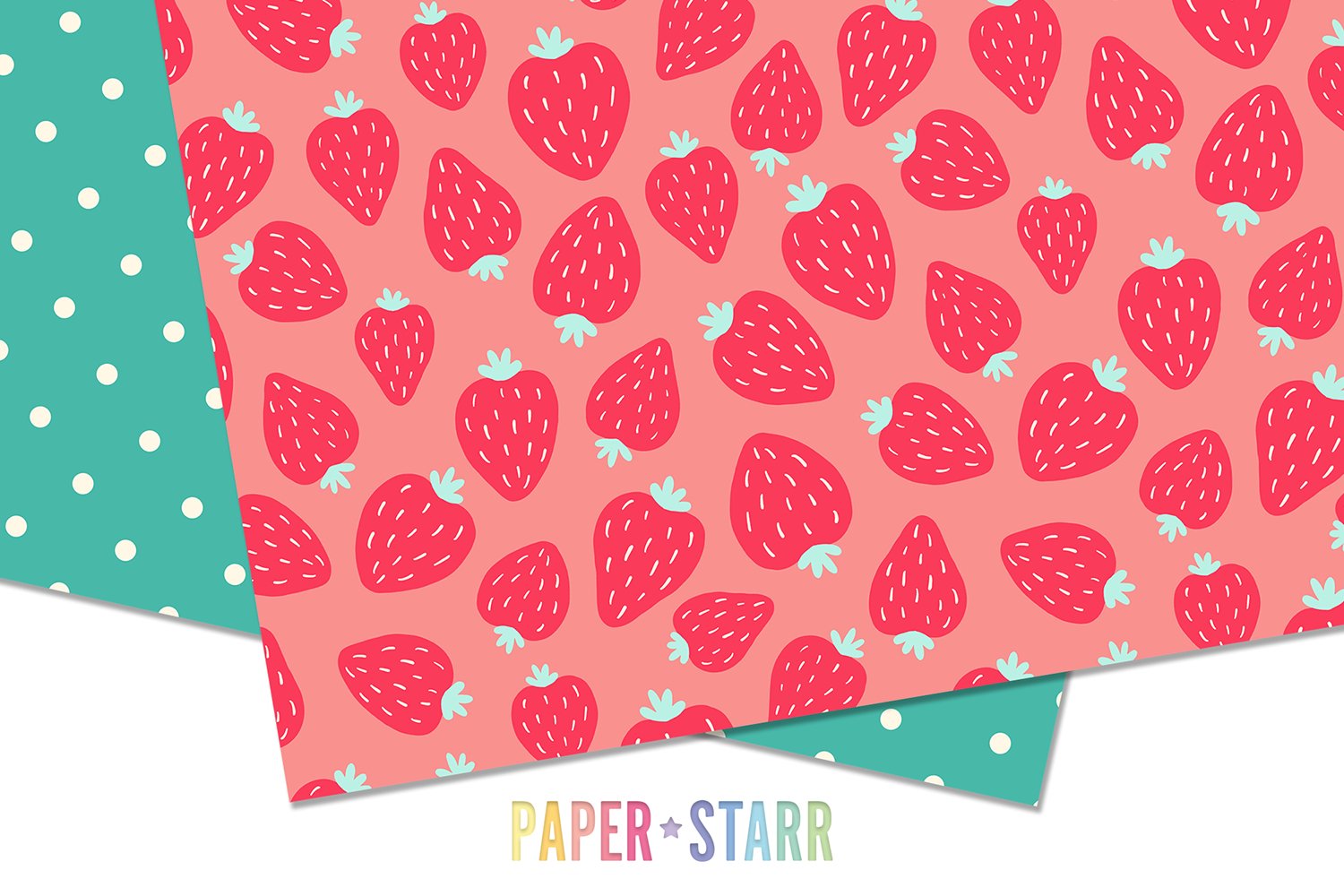 Pink pattern with red strawberries.