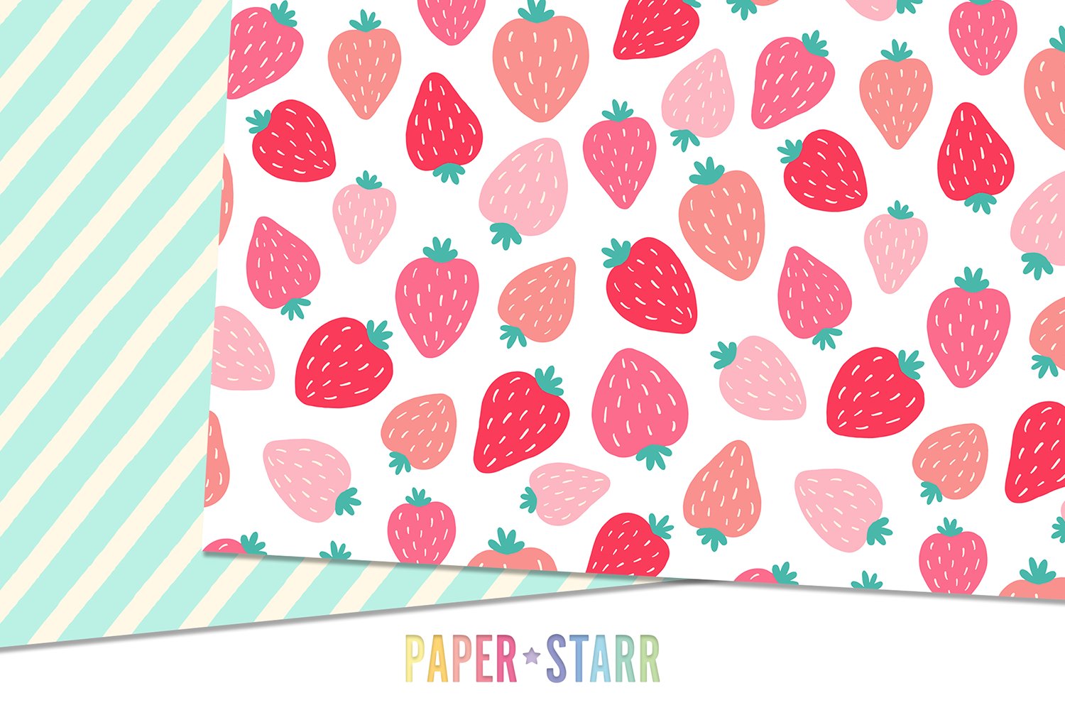 Light pattern with pink strawberries.