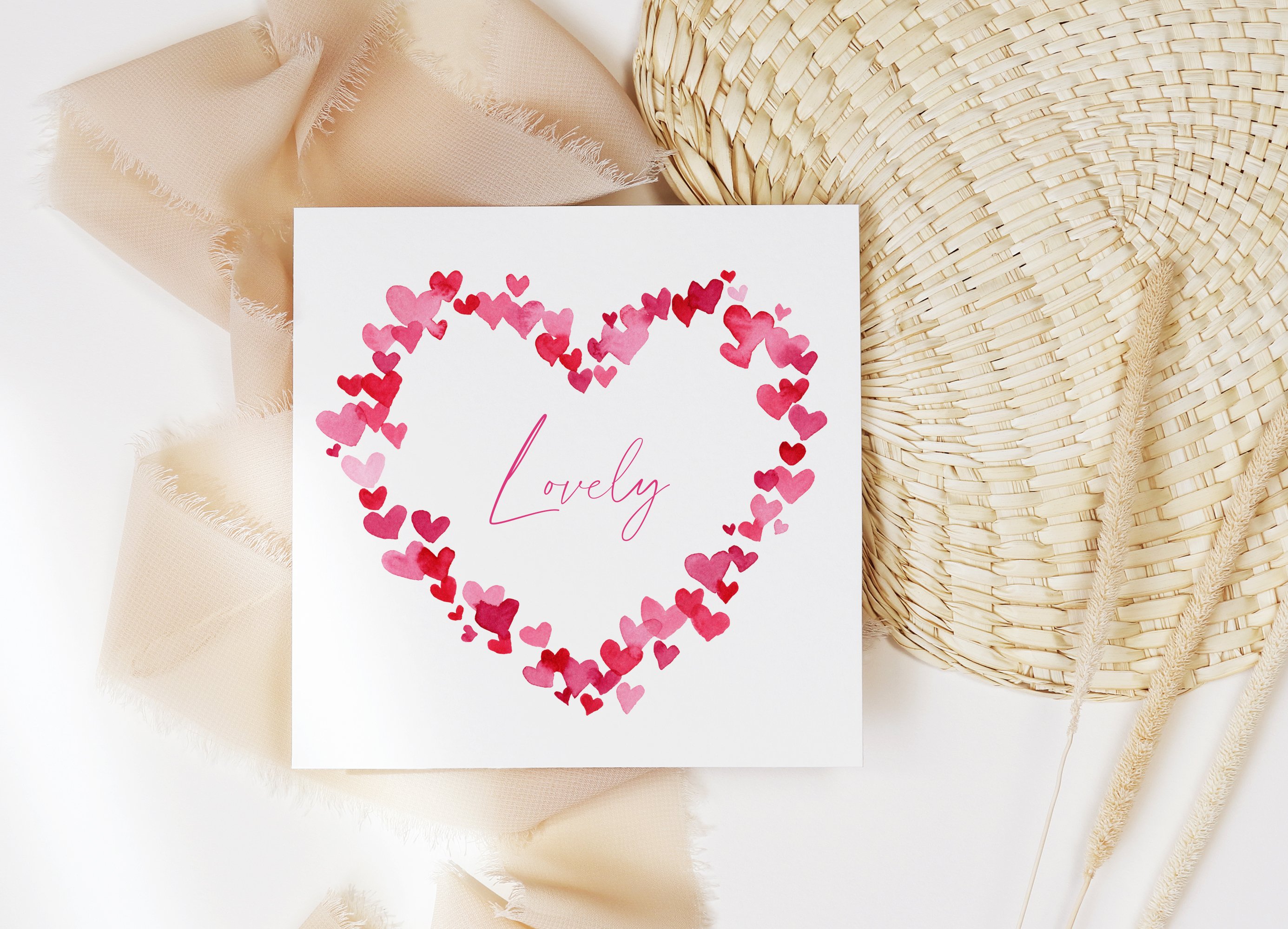 Card with the cute heart wreath.