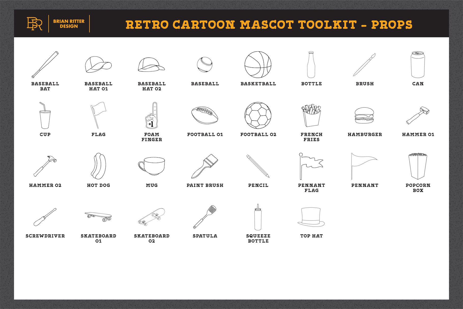 Retro cartoon mascot toolkit - props.