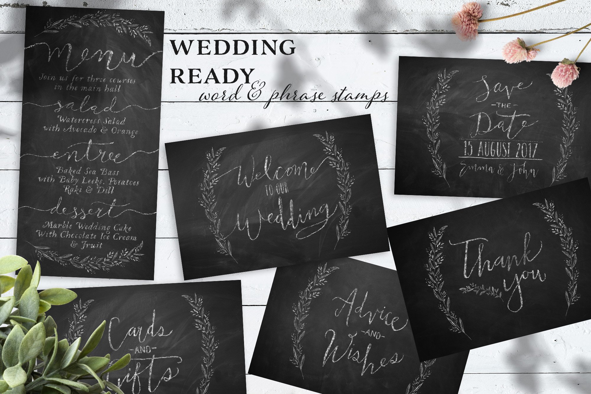 Wedding posters that are ready to use.