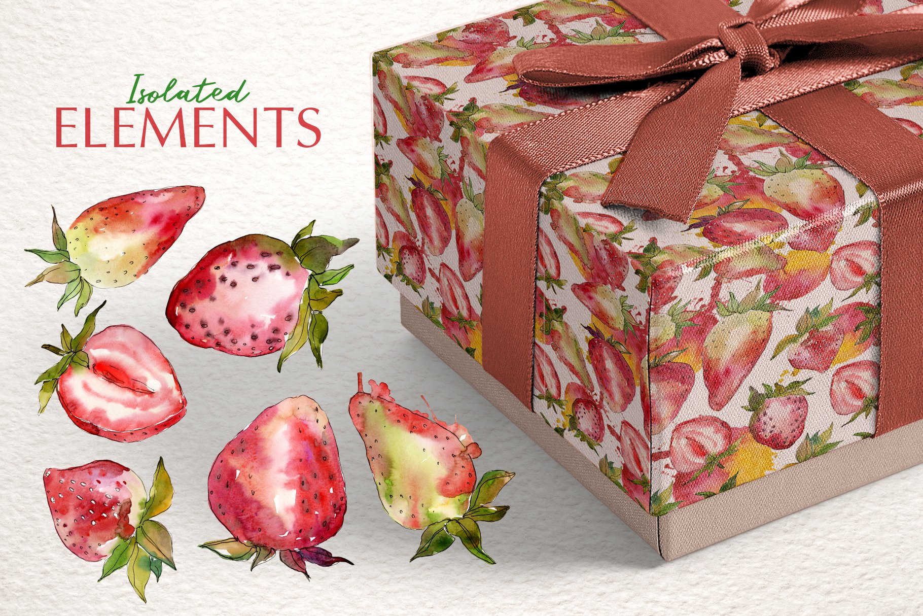 Use these strawberries illustrations for the gift boxes.
